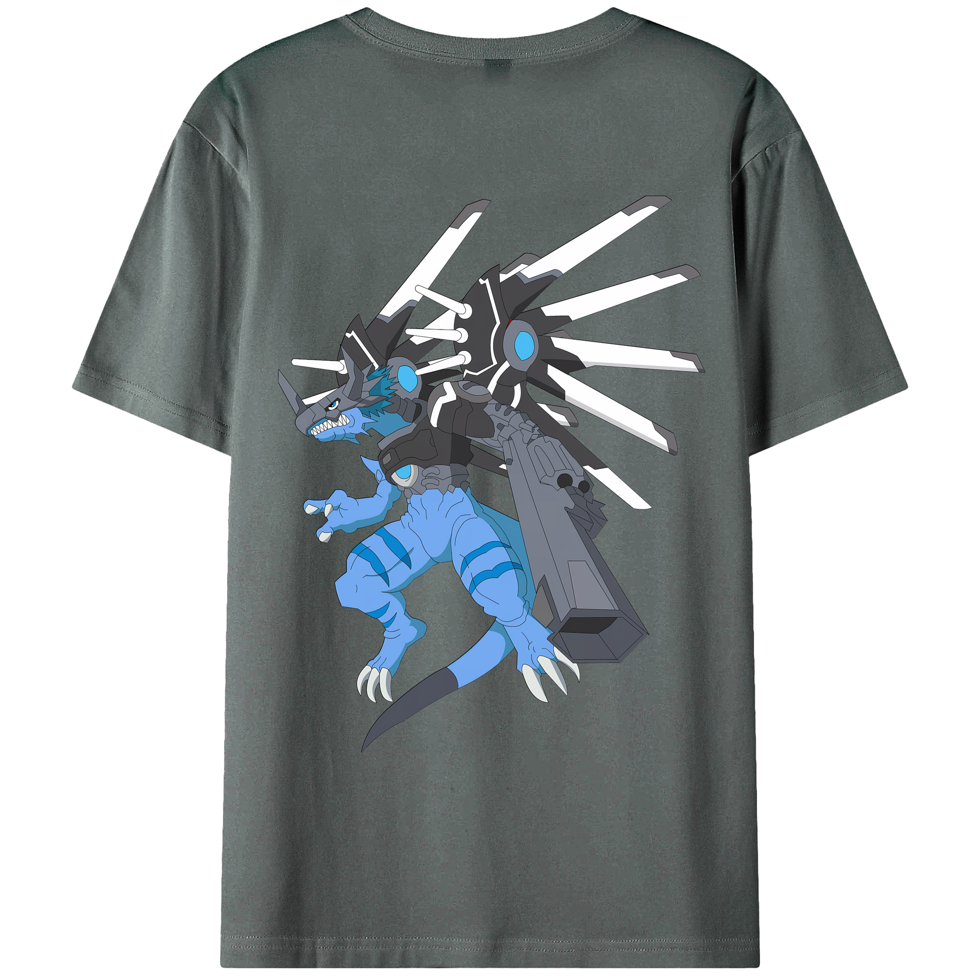 （画像用） Digimon デジタルモンスター/デジモン 綿100％ メンズ半袖Tシャツ（バックプリント） 通気性